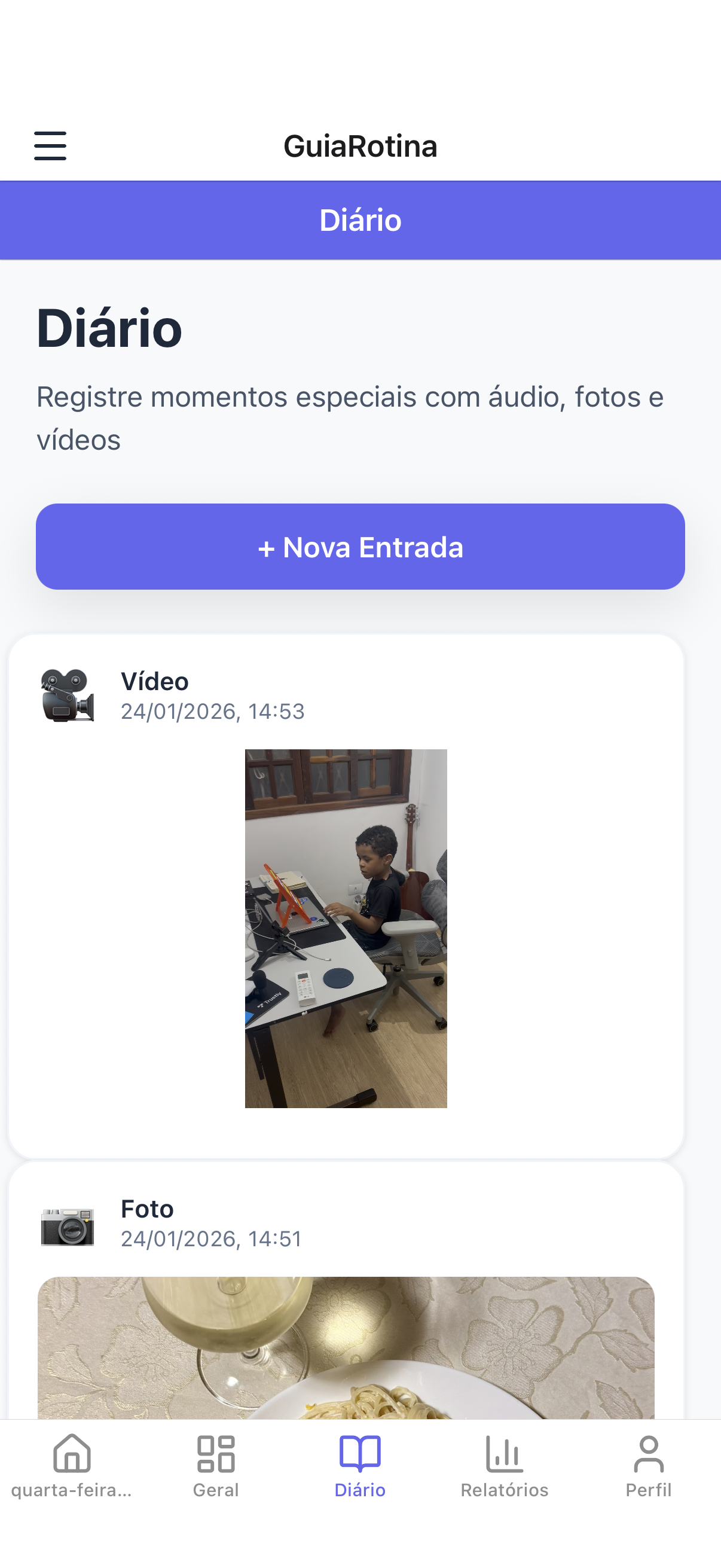 GuiaRotina - Diário multimídia com fotos e vídeos